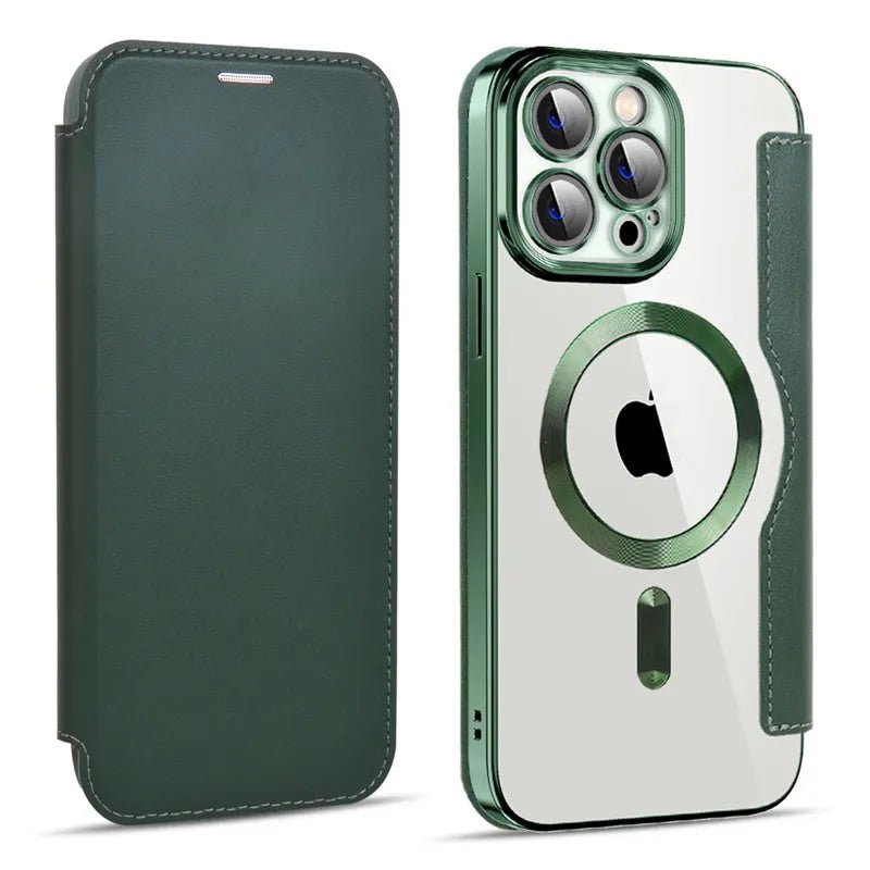 iPhone 14/ Pro/ Plus/ Pro Max - Lederoptik Hülle MagSafe und Kartenfach mit Abdeckung 47494683033942|47494683066710|47494683099478|47494683132246 Handy Hülle online kaufen günstig bestellen