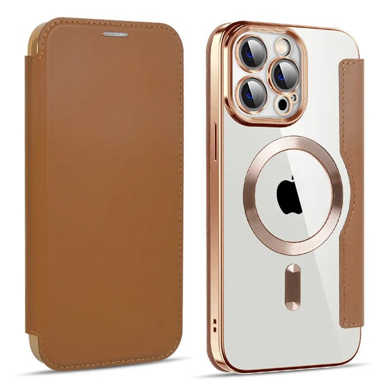 iPhone 14/ Pro/ Plus/ Pro Max - Lederoptik Hülle MagSafe und Kartenfach mit Abdeckung 47494683558230|47494683590998|47494683623766|47494683656534 Handy Hülle online kaufen günstig bestellen