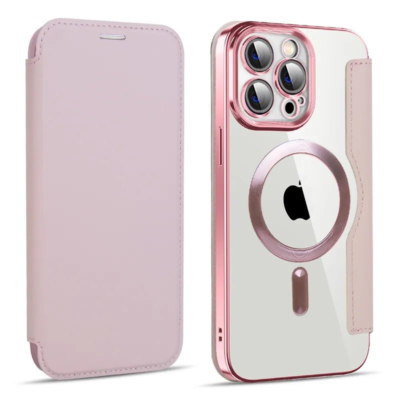 iPhone 14/ Pro/ Plus/ Pro Max - Lederoptik Hülle MagSafe und Kartenfach mit Abdeckung 47494683296086|47494683328854|47494683361622|47494683394390 Handy Hülle online kaufen günstig bestellen