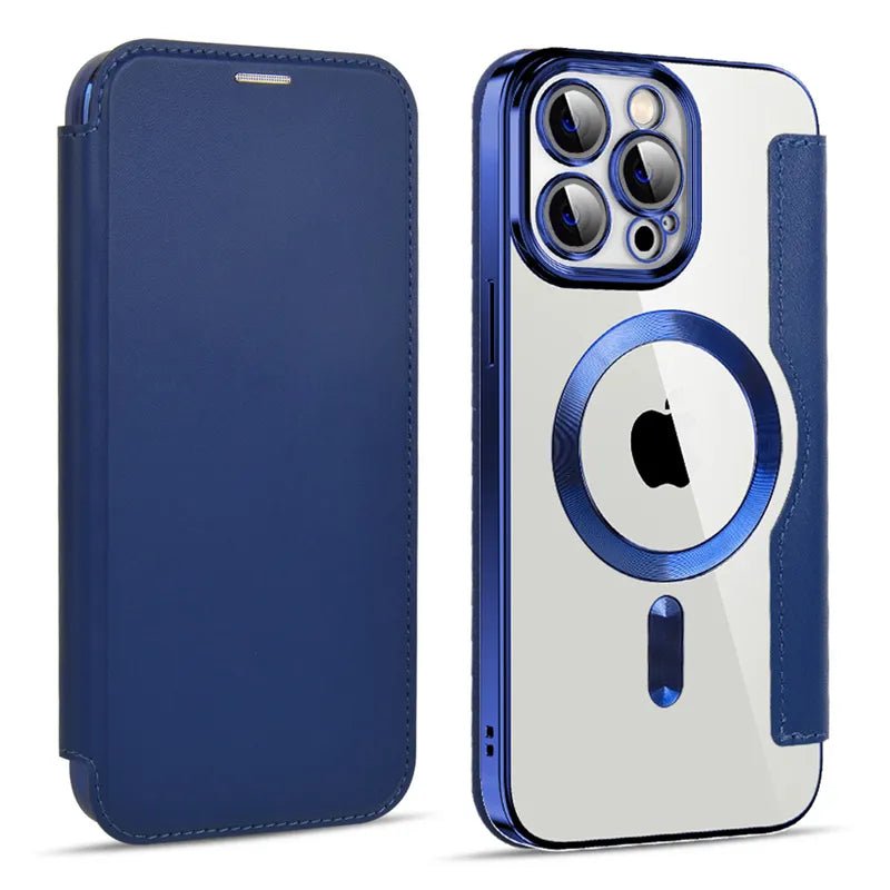 iPhone 14/ Pro/ Plus/ Pro Max - Lederoptik Hülle MagSafe und Kartenfach mit Abdeckung 47494683427158|47494683459926|47494683492694|47494683525462 Handy Hülle online kaufen günstig bestellen