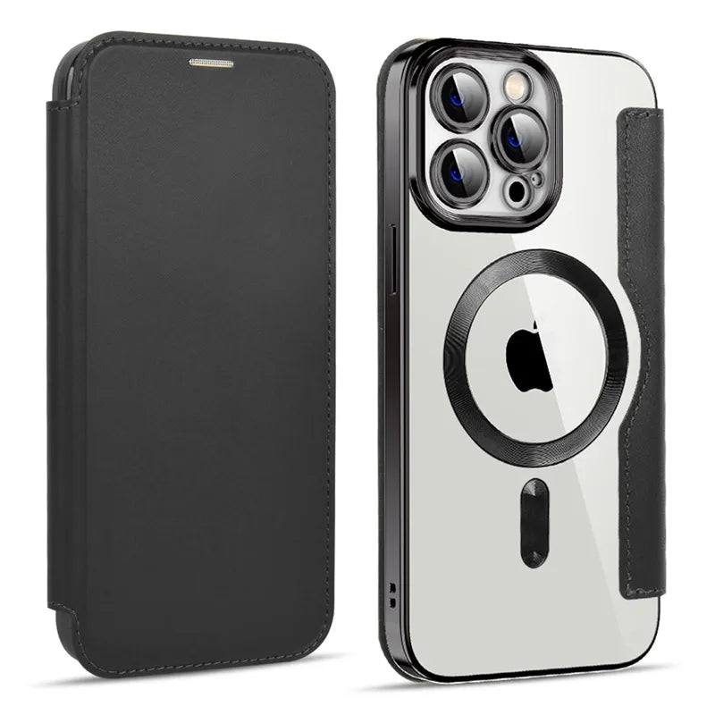 iPhone 14/ Pro/ Plus/ Pro Max - Lederoptik Hülle MagSafe und Kartenfach mit Abdeckung 47494682771798|47494682804566|47494682837334|47494682870102 Handy Hülle online kaufen günstig bestellen