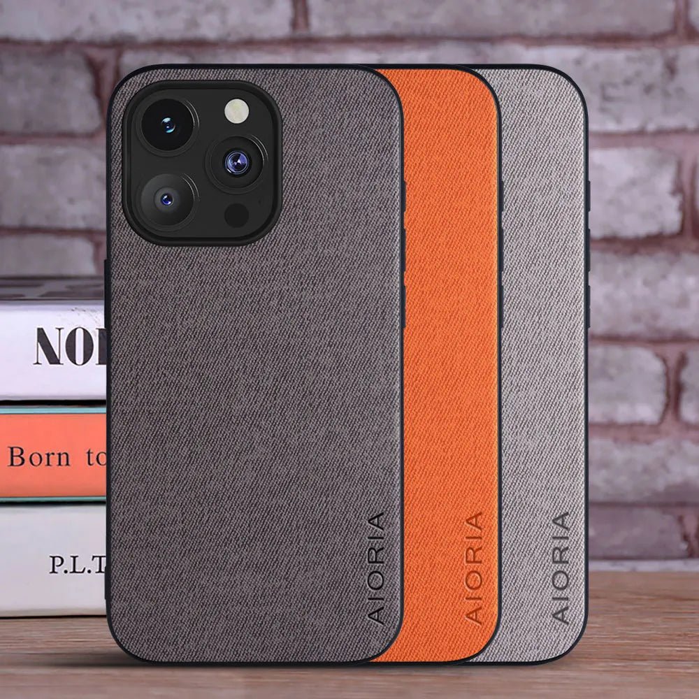 iPhone 14/ Pro/ Plus/ Pro Max - Luxus Trend Textil Stoff Lederoptik Schutz Hülle online kaufen günstig bestellen