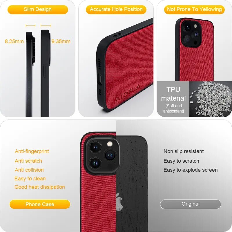 iPhone 14/ Pro/ Plus/ Pro Max - Luxus Trend Textil Stoff Lederoptik Schutz Hülle online kaufen günstig bestellen