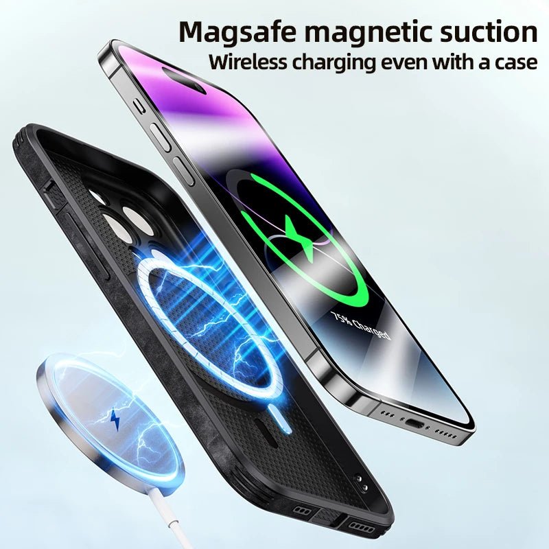 iPhone 14/ Pro/ Plus/ Pro Max - PU Lederoptik Schutz Hülle mit MagSafe und Stoßfeste Silikon Handy Hülle online kaufen günstig bestellen