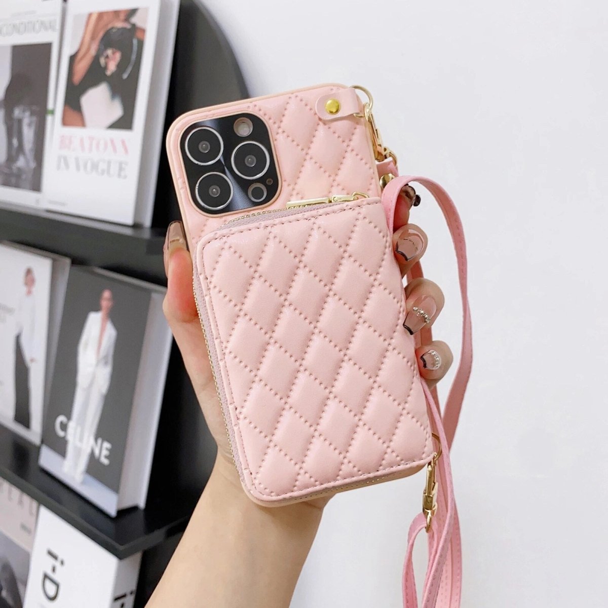 iPhone 14/ Pro/ Plus/ Pro Max - Umhängetasche mit Umhänge Band, Schulterkartenhalter, Kosmetiktasche, Reißverschluss - Geldbörse aus Lederoptik 47170435187030|47170435219798|47170435252566|47170435285334 online kaufen günstig bestellen