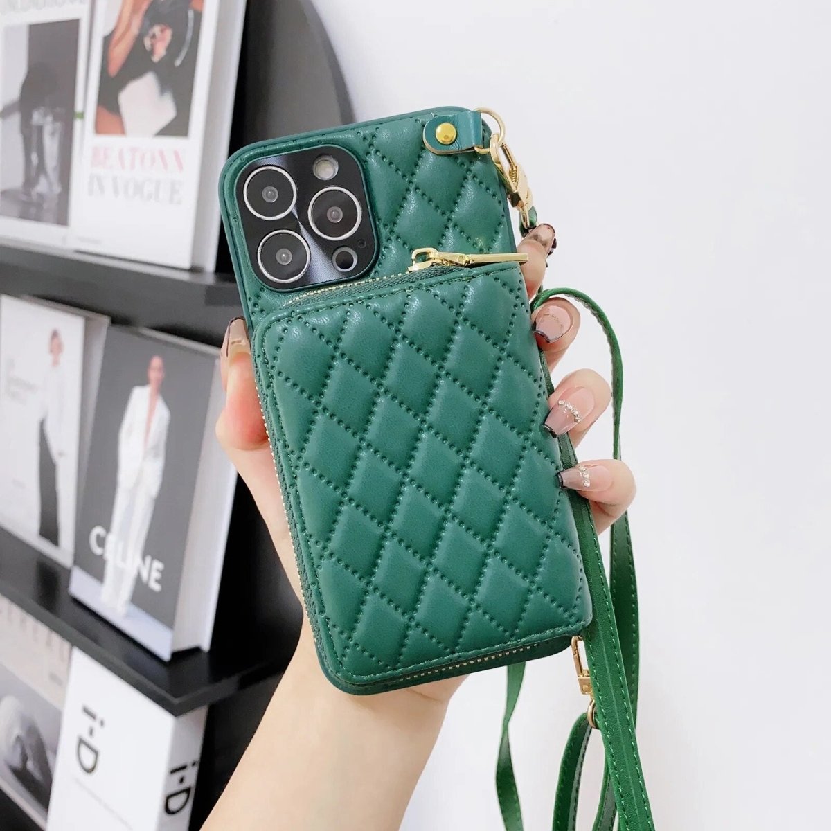 iPhone 14/ Pro/ Plus/ Pro Max - Umhängetasche mit Umhänge Band, Schulterkartenhalter, Kosmetiktasche, Reißverschluss - Geldbörse aus Lederoptik 47170434924886|47170434957654|47170434990422|47170435023190 online kaufen günstig bestellen