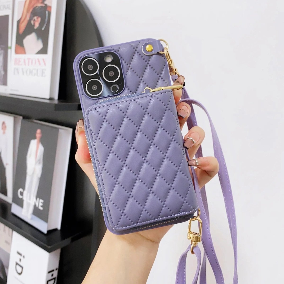 iPhone 14/ Pro/ Plus/ Pro Max - Umhängetasche mit Umhänge Band, Schulterkartenhalter, Kosmetiktasche, Reißverschluss - Geldbörse aus Lederoptik 47170435318102|47170435350870|47170435383638|47170435416406 online kaufen günstig bestellen