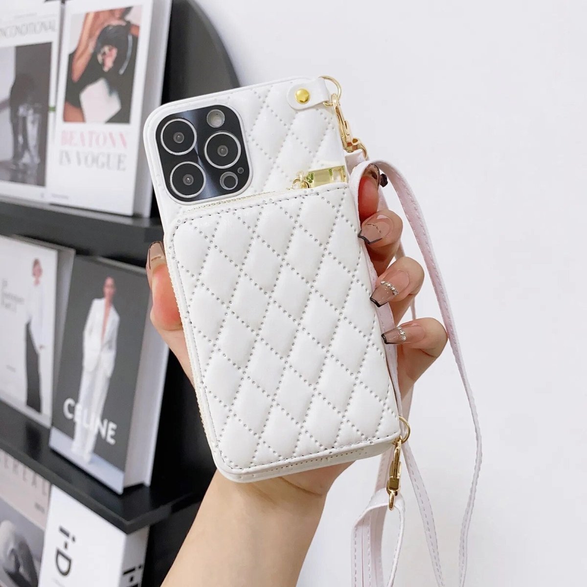 iPhone 14/ Pro/ Plus/ Pro Max - Umhängetasche mit Umhänge Band, Schulterkartenhalter, Kosmetiktasche, Reißverschluss - Geldbörse aus Lederoptik 47170435580246|47170435613014|47170435645782|47170435678550 online kaufen günstig bestellen