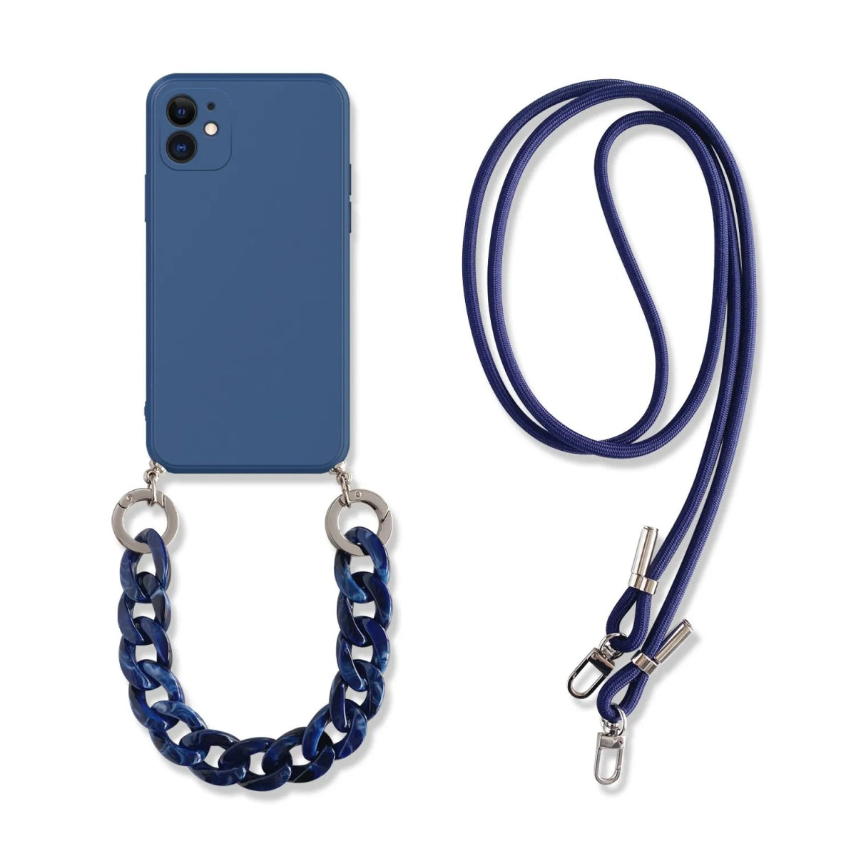 iPhone 15/ Pro/ Plus/ Pro Max - Cross Body Hülle mit Halskette und Marmor Kette - Silikon Case 47218935988566|47218936021334|47218936054102|47218936086870 Handy Hülle online kaufen günstig bestellen