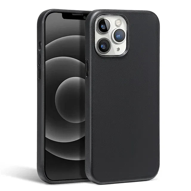 iPhone 15/ Pro/ Plus/ Pro Max - Lederoptik Hülle MagSafe, Stoßfest Bumper Apple iPhone 15 pro max 15 plus leder schutz hülle magsafe neu online günstig kauefen bestellen case flip magnetisch cover luxus modern schwarz Handy Schutz Hülle online kaufen günstig bestellen