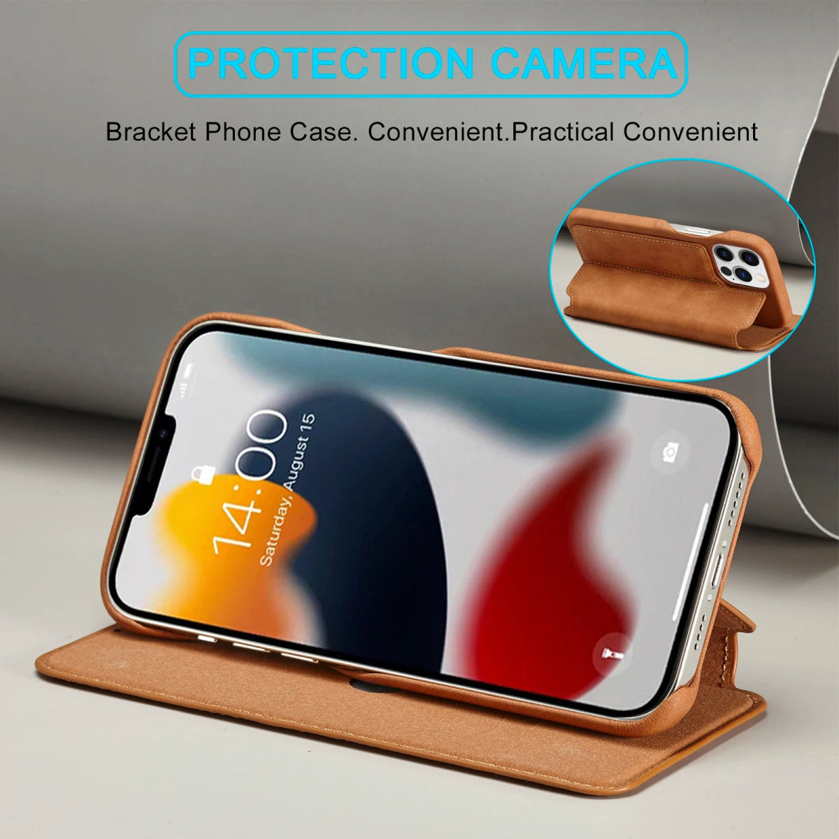 iPhone 15/ Pro/ Plus/ Pro Max - Lederoptik Hülle, Mit Display Abdeckung online kaufen günstig bestellen