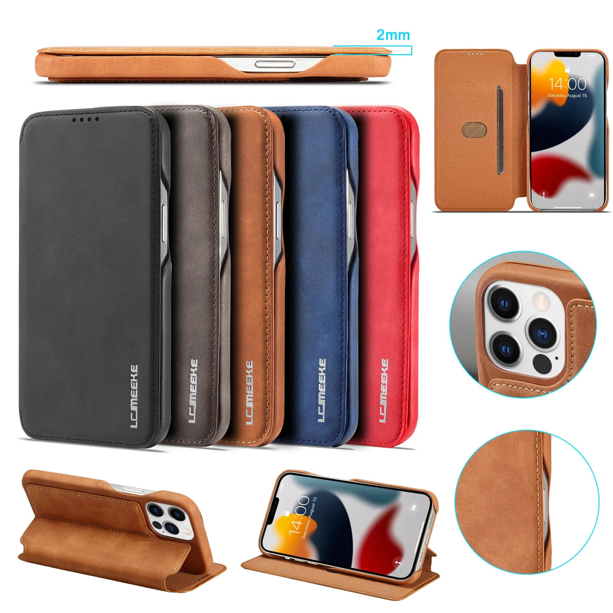 iPhone 15/ Pro/ Plus/ Pro Max - Lederoptik Hülle, Mit Display Abdeckung iphone 13 14 15 pro plus schutz hülle leder modern stylisch neu günstig kaufen bestellen stoßfest schön super luxus bumber schutz display wasserfest waschbar kratzfest online kaufen günstig bestellen