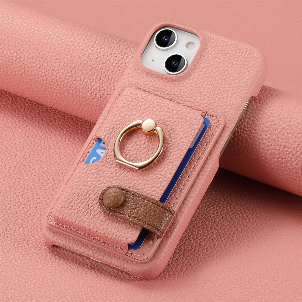 iPhone 15/ Pro/ Plus/ Pro Max - Lederoptik Schutz Hülle Kartenfach und Ring apple iphone 15 pro max plus leder schutz hülle neu online günstig kaufen bestellen case flip cover portmonnaie kartenfach mit ring pink rosa rose Handy Schutz Hülle online kaufen günstig bestellen