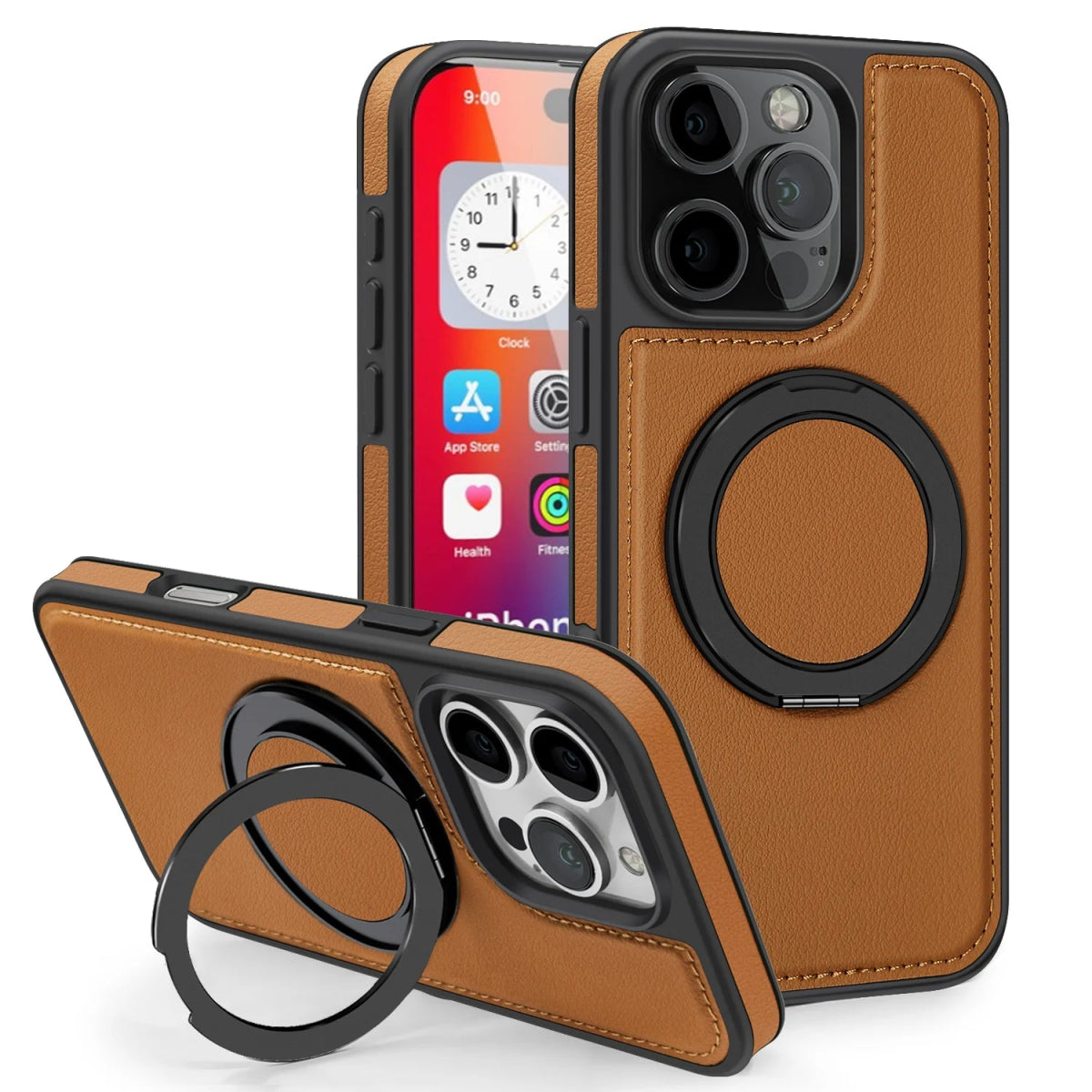 iPhone 15/ Pro/ Plus/ Pro Max - MagSafe Lederoptik Magnetische Schutz Hülle mit Ring Handy Schutz Hülle online kaufen günstig bestellen