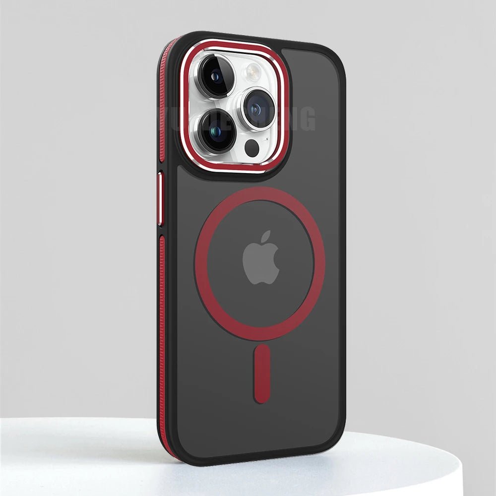iPhone 15/ Pro/ Plus/ Pro Max - MagSafe Schutz Hülle, Stoßfest, Magnetisch, Kameraschutz apple iphone 15 pro max 15 plus magsafe schutz hülle elegant trend online neu kaufen bestellen magnetisch schön cover case kabelloses laden kameraschutz rot schwarz Handy Schutz Hülle online kaufen günstig bestellen