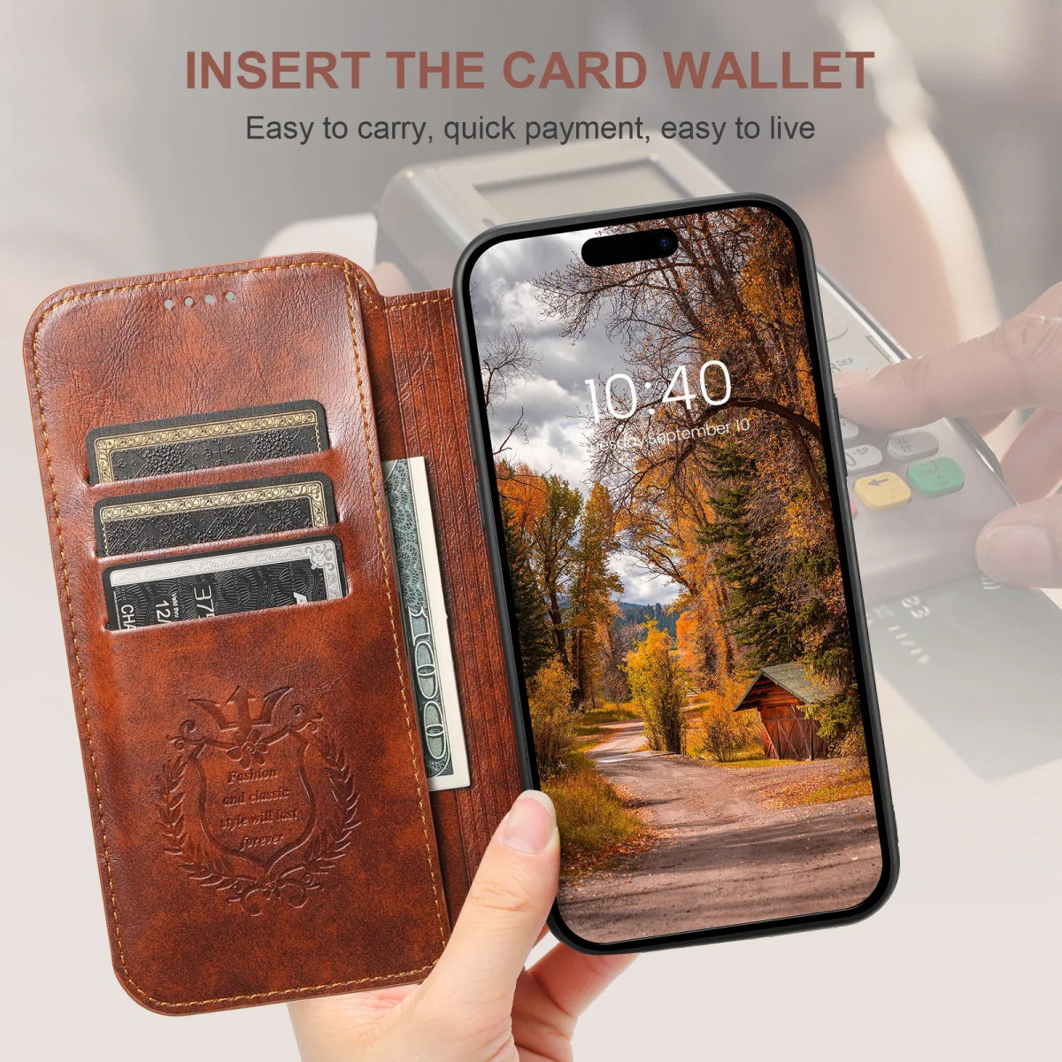iPhone 15/ Pro/ Plus/ Pro Max - Portemonnaie Lederoptik Hülle mit Kartenfach und Kameraschutz Handy Hülle online kaufen günstig bestellen