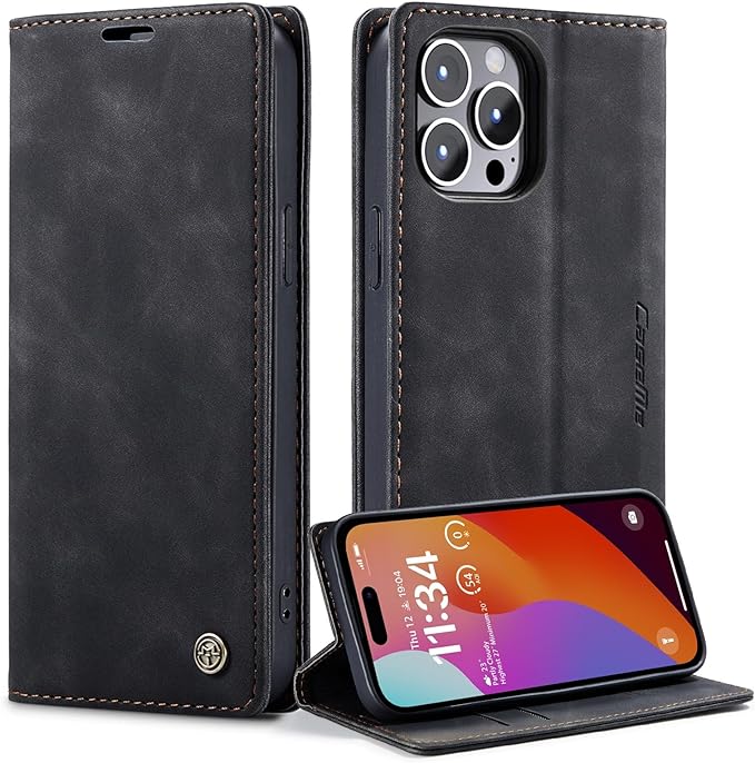 iPhone 15/ Pro/ Plus/ Pro Max - PU Lederoptik Klapphülle mit Magnetischer Abdeckung und Kartenfach Handy Hülle online kaufen günstig bestellen