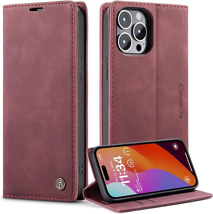 iPhone 15/ Pro/ Plus/ Pro Max - PU Lederoptik Klapphülle mit Magnetischer Abdeckung und Kartenfach Handy Hülle online kaufen günstig bestellen