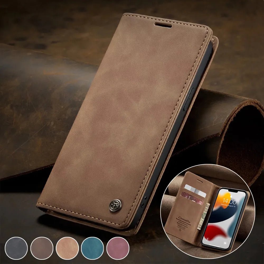 iPhone 15/ Pro/ Plus/ Pro Max - PU Lederoptik Klapphülle mit Magnetischer Abdeckung und Kartenfach Handy Hülle online kaufen günstig bestellen