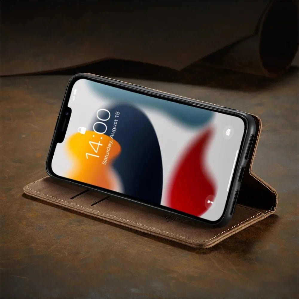iPhone 15/ Pro/ Plus/ Pro Max - PU Lederoptik Klapphülle mit Magnetischer Abdeckung und Kartenfach Handy Hülle online kaufen günstig bestellen