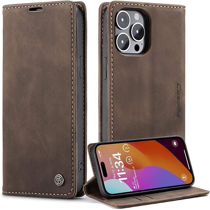 iPhone 15/ Pro/ Plus/ Pro Max - PU Lederoptik Klapphülle mit Magnetischer Abdeckung und Kartenfach Handy Hülle online kaufen günstig bestellen
