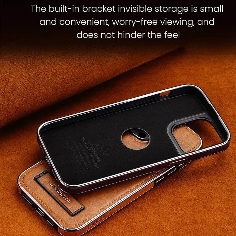 iPhone 15/ Pro/ Pro Max - Lederoptik Schutz Hülle mit Ständer Handy Hülle online kaufen günstig bestellen