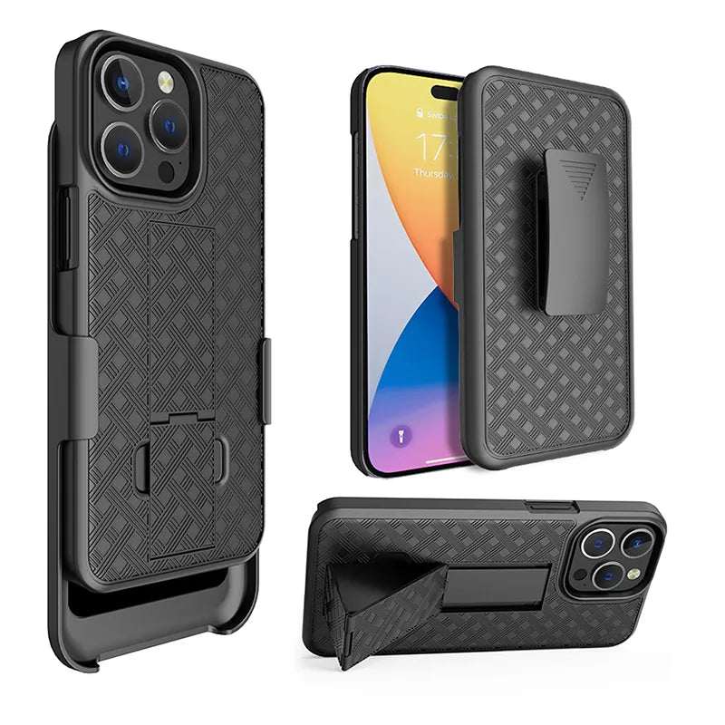 iPhone 15/ Pro/ Pro Max/ Plus - 2In1 Shell Holster Combo Case Kickstand Waist Belt Clip Phone Cover iPhone 15/ Pro/ Pro Max/ Plus - 2In1 Shell Holster Combo Case Kickstand Waist Belt Clip Phone Cover - Handy Held 24 online kaufen günstig bestellen