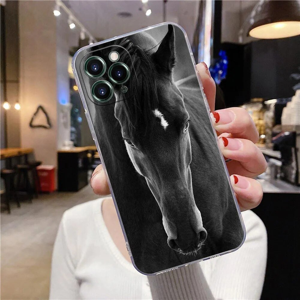 iPhone 15/ Pro/ Pro Max/ Plus - Animal Galloping Horse Girl Drawing Clear Case Silicone Cover 47157360263510|47157360296278|47157360329046|47157360361814 online kaufen günstig bestellen
