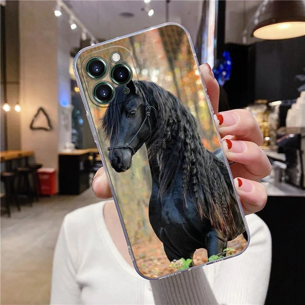 iPhone 15/ Pro/ Pro Max/ Plus - Animal Galloping Horse Girl Drawing Clear Case Silicone Cover 47157360132438|47157360165206|47157360197974|47157360230742 online kaufen günstig bestellen