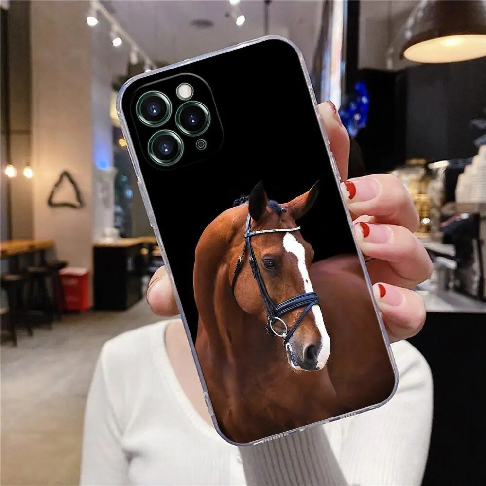 iPhone 15/ Pro/ Pro Max/ Plus - Animal Galloping Horse Girl Drawing Clear Case Silicone Cover 47157359870294|47157359903062|47157359935830|47157359968598 online kaufen günstig bestellen