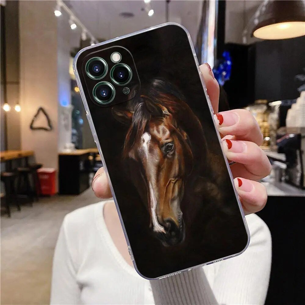 iPhone 15/ Pro/ Pro Max/ Plus - Animal Galloping Horse Girl Drawing Clear Case Silicone Cover 47157360656726|47157360689494|47157360722262|47157360755030 online kaufen günstig bestellen