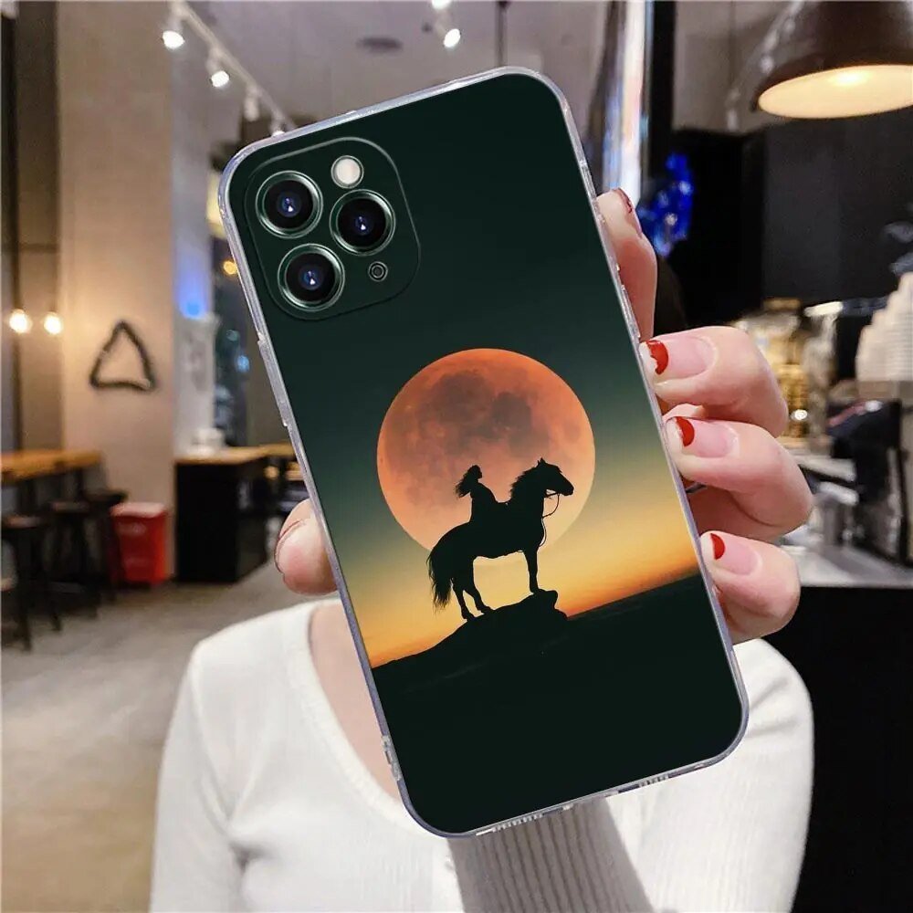 iPhone 15/ Pro/ Pro Max/ Plus - Animal Galloping Horse Girl Drawing Clear Case Silicone Cover 47157360525654|47157360558422|47157360591190|47157360623958 online kaufen günstig bestellen