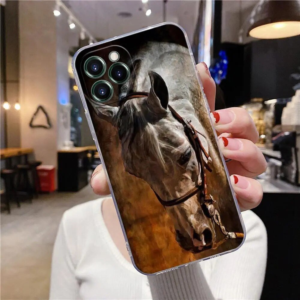 iPhone 15/ Pro/ Pro Max/ Plus - Animal Galloping Horse Girl Drawing Clear Case Silicone Cover 47157360787798|47157360820566|47157360853334|47157360886102 online kaufen günstig bestellen