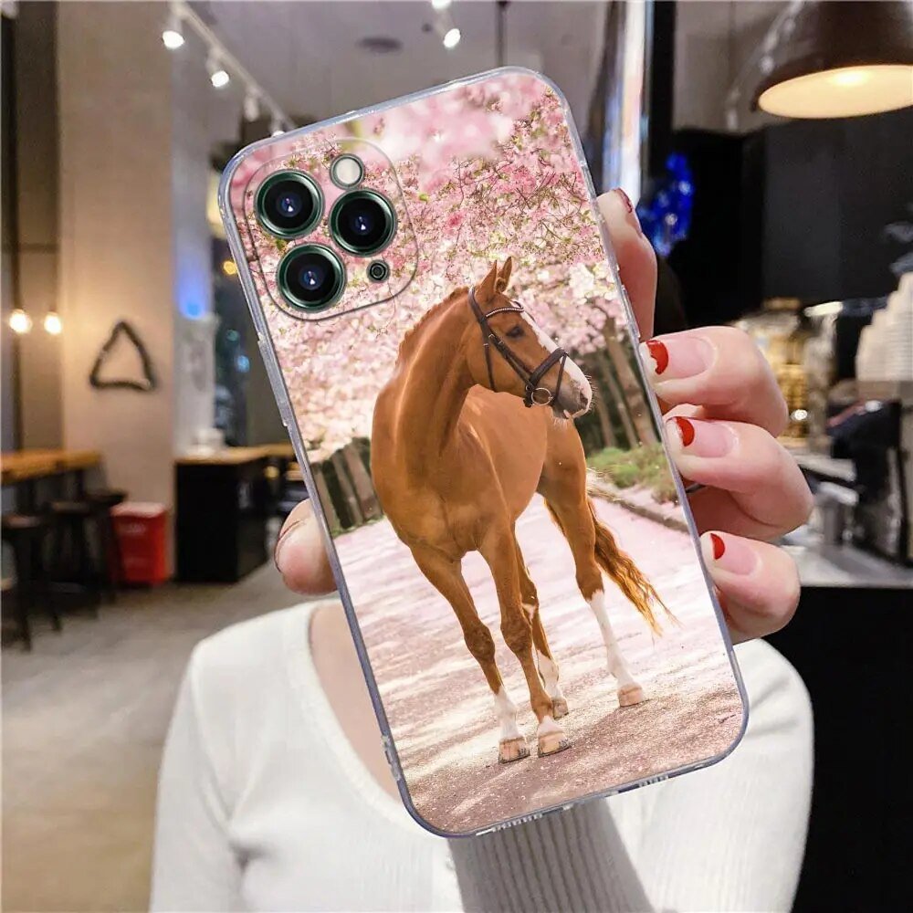 iPhone 15/ Pro/ Pro Max/ Plus - Animal Galloping Horse Girl Drawing Clear Case Silicone Cover 47157361049942|47157361082710|47157361115478|47157361148246 online kaufen günstig bestellen