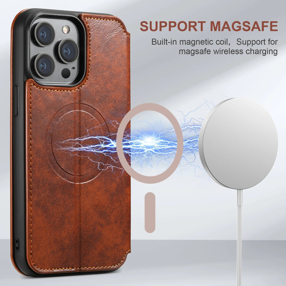 iPhone 16/ Pro/ Plus/ Pro Max - Moderne Business MagSafe Schutz Hülle mit Kartenfach iPhone 16/ Pro/ Plus/ Pro Max - Portemonnaie Leder Hülle mit Kartenfach und Kameraschutz Handy Hülle moderne hülle online günstig kaufen bestellen panzerun super stabil schön magsafe magnetisch Handy Hülle online kaufen günstig bestellen