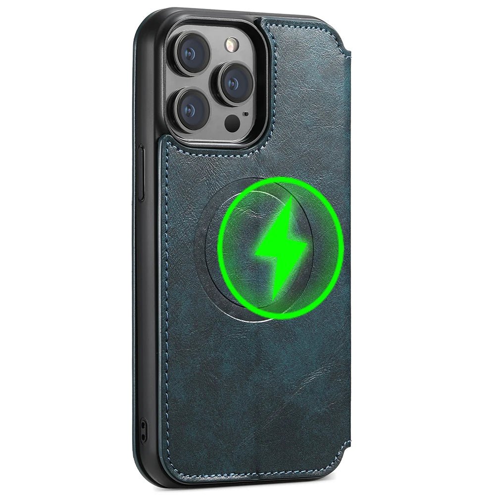 iPhone 16/ Pro/ Plus/ Pro Max - Moderne Business MagSafe Schutz Hülle mit Kartenfach iPhone 16/ Pro/ Plus/ Pro Max - Portemonnaie Leder Hülle mit Kartenfach und Kameraschutz Handy Hülle moderne hülle online günstig kaufen bestellen panzerun super stabil schön magsafe magnetisch grün Handy Hülle online kaufen günstig bestellen