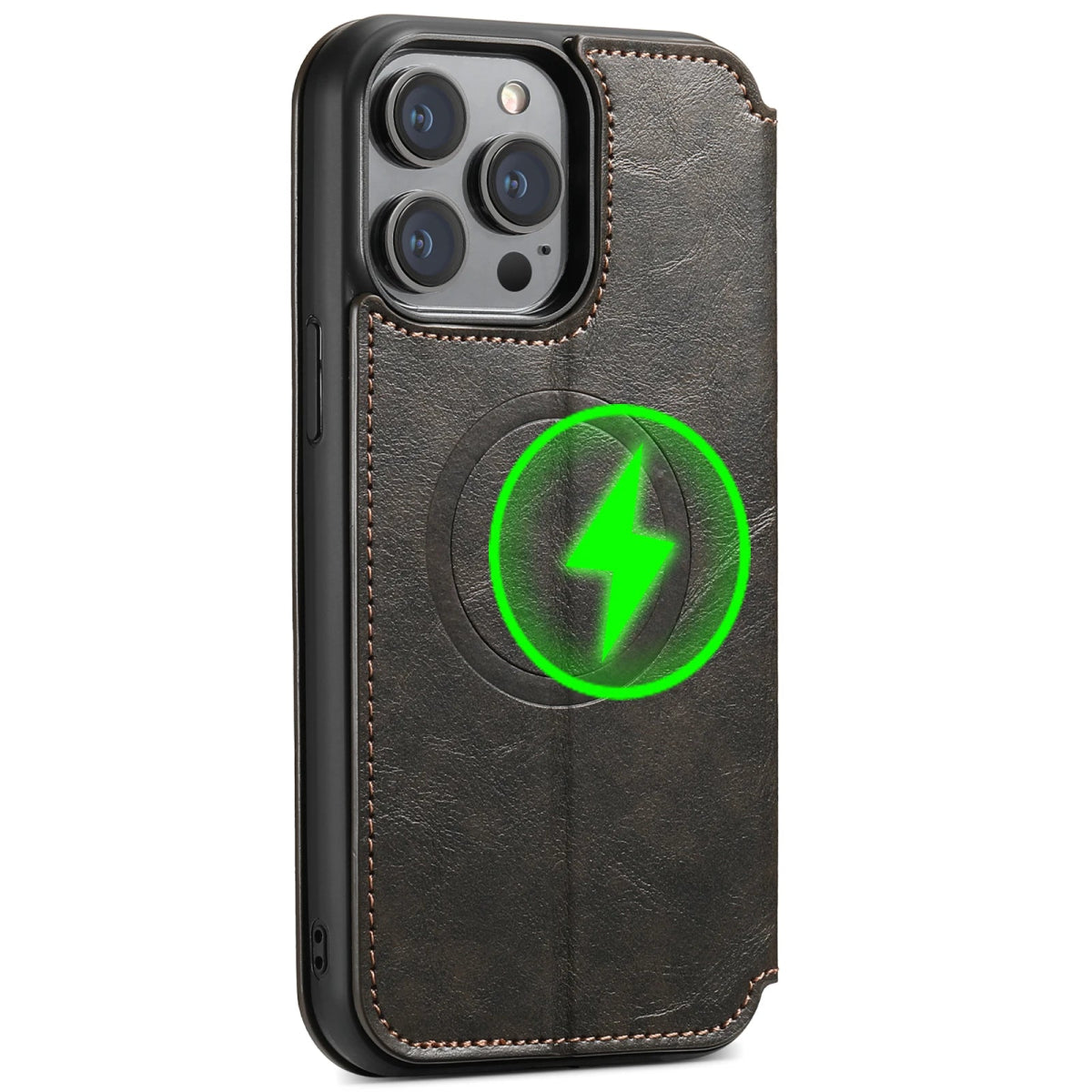 iPhone 16/ Pro/ Plus/ Pro Max - Moderne Business MagSafe Schutz Hülle mit Kartenfach iPhone 16/ Pro/ Plus/ Pro Max - Portemonnaie Leder Hülle mit Kartenfach und Kameraschutz Handy Hülle moderne hülle online günstig kaufen bestellen panzerun super stabil schön magsafe magnetisch schwarz Handy Hülle online kaufen günstig bestellen