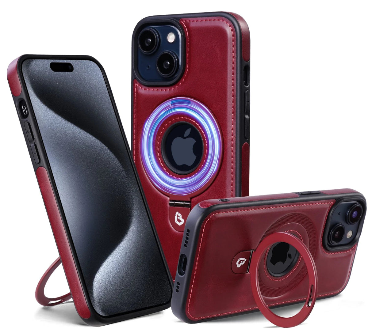iPhone 16/ Pro/ Plus/ Pro Max - MagSafe Lederoptik Magnetische Schutz Hülle mit Ring iPhone 16/ Pro/ Plus/ Pro Max - MagSafe Leder Magnetische Schutz Hülle mit Ring Apple iphone 16 pro max plus magsafe leder schutz hülle case cover neu günstig online kaufen bestellen trend business modern magnetisch mit ring Handy Schutz Hülle kirsch rot Handy Hülle online kaufen günstig bestellen