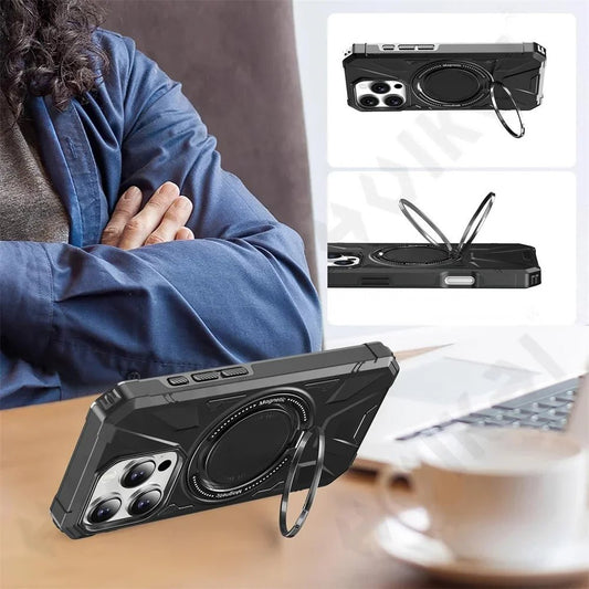 iPhone 16/ Pro/ Pro Max - Magnetische MagSafe Schutz Hülle mit Ring Halter iPhone 16/ Pro/ Pro Max - Magnetische MagSafe Schutz Hülle mit Ring Halter Handy Schutz Hülle online kaufen günstig bestellen
