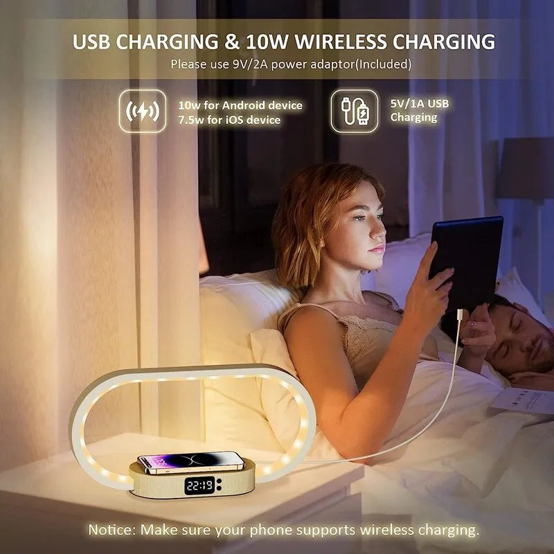 Multifunktions - Ladegerät mit Uhr, LED Lampe/ Nachtlicht, USB - Anschluss Schnell Ladestation Dock für iPhone und Samsung Smartphone Lade Station online kaufen günstig bestellen