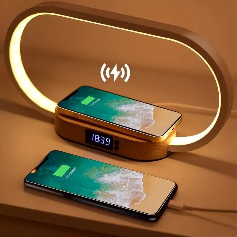Multifunktions - Ladegerät mit Uhr, LED Lampe/ Nachtlicht, USB - Anschluss Schnell Ladestation Dock für iPhone und Samsung Smartphone Lade Station online kaufen günstig bestellen