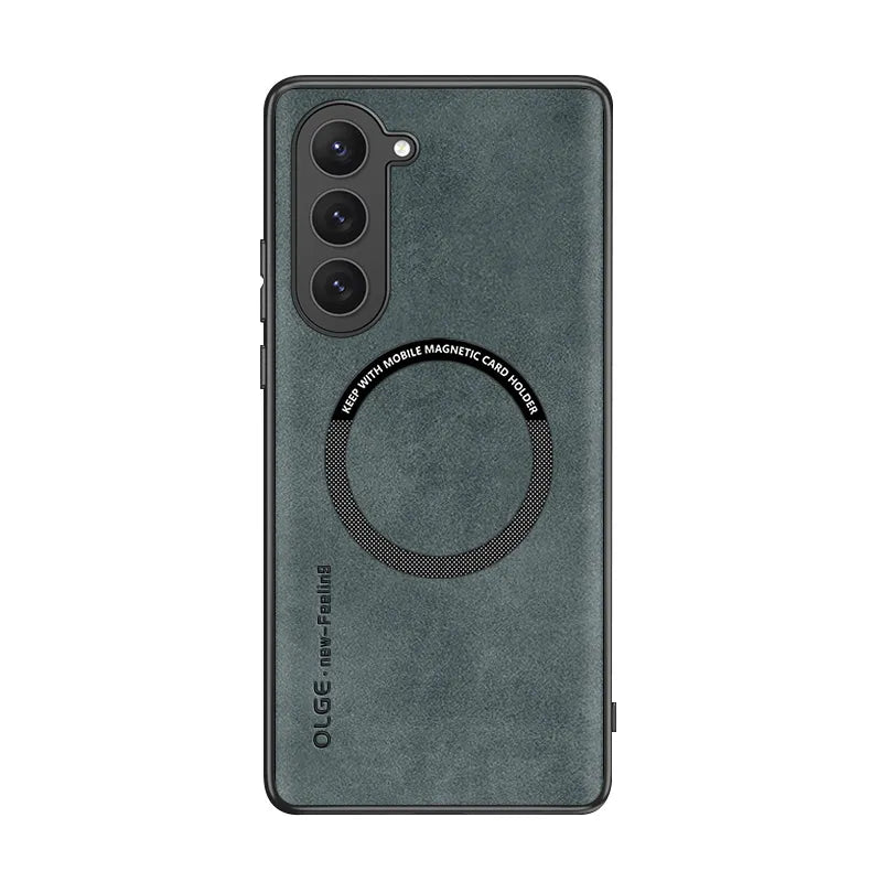 Samsung Galaxy S24 / S24 Plus/ S24 Ultra - MagSafe Lederoptik Schutz Hülle, Kabellose Ladung, Soft Samsung Galaxy S24 Plus Ultra Schutz Hülle neu Trend Modern Günstig Bestellen Kaufen Leder Kartenfach Magsafe magnetisch flip case cover schutz kaufen grün Handy Schutz Hülle online kaufen günstig bestellen