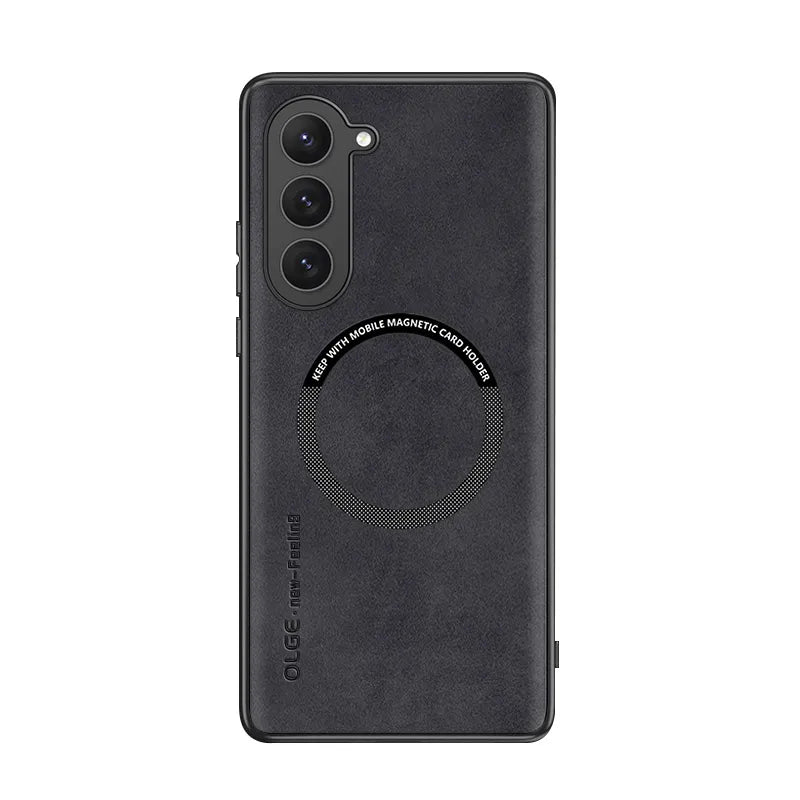 Samsung Galaxy S24 / S24 Plus/ S24 Ultra - MagSafe Lederoptik Schutz Hülle, Kabellose Ladung, Soft Samsung Galaxy S24 Plus Ultra Schutz Hülle neu Trend Modern Günstig Bestellen Kaufen Leder Kartenfach Magsafe magnetisch flip case cover schutz kaufen schwarz Handy Schutz Hülle online kaufen günstig bestellen