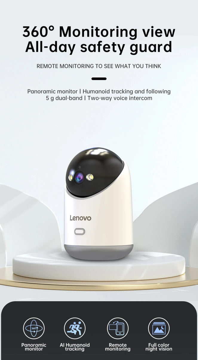 Überwachung IP - Kamera 3MP 5g WiFi Smart Home, Bewegungssensor, Drahtlos Wlan Überwachungskamera smarthome sicherheit wlan ip kamera wlan app smartphone steuerung nachtsicht full hd online kaufen neu günstig bestellen zuhause indoor sicher alarm mobil lenovo 360 grad schwenkbar Kamera online kaufen günstig bestellen