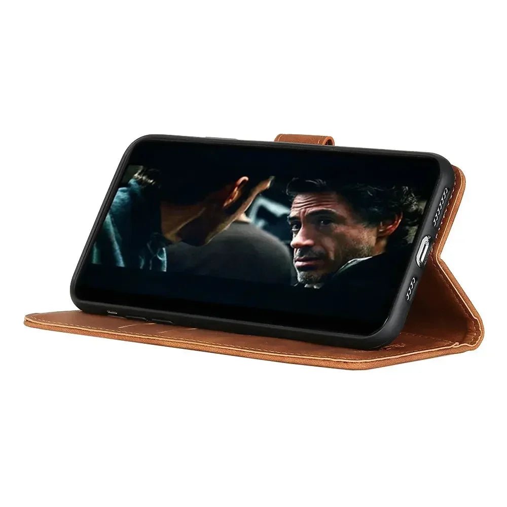 Xiaomi 14/ 14 Pro - Business PU Lederoptik Schutz Hülle Flip mit Kartenfach Xiaomi 14 Pro Leder Schutz Hülle Flip Cover Case neu online kaufen mit Kartenfach Ablagefach modern Trend Business Handy Schutz Hülle online kaufen günstig bestellen