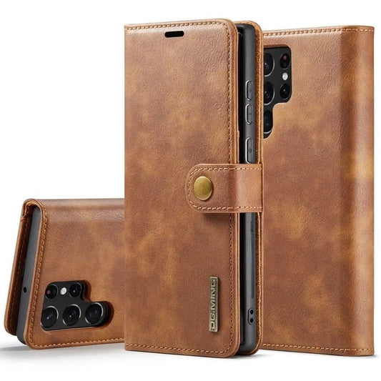 Galaxy S24/ S24 Plus/ S24 Ultra - Lederoptik Schutz Hülle mit Magnetischer Brieftasche Samsung Galaxy S24 Plus Ultra Schutz Hülle neu Trend Modern Günstig Bestellen Kaufen Leder Kartenfach Magsafe magnetisch flip case cover kaufen hell braun coffee Handy Schutz Hülle online kaufen günstig bestellen