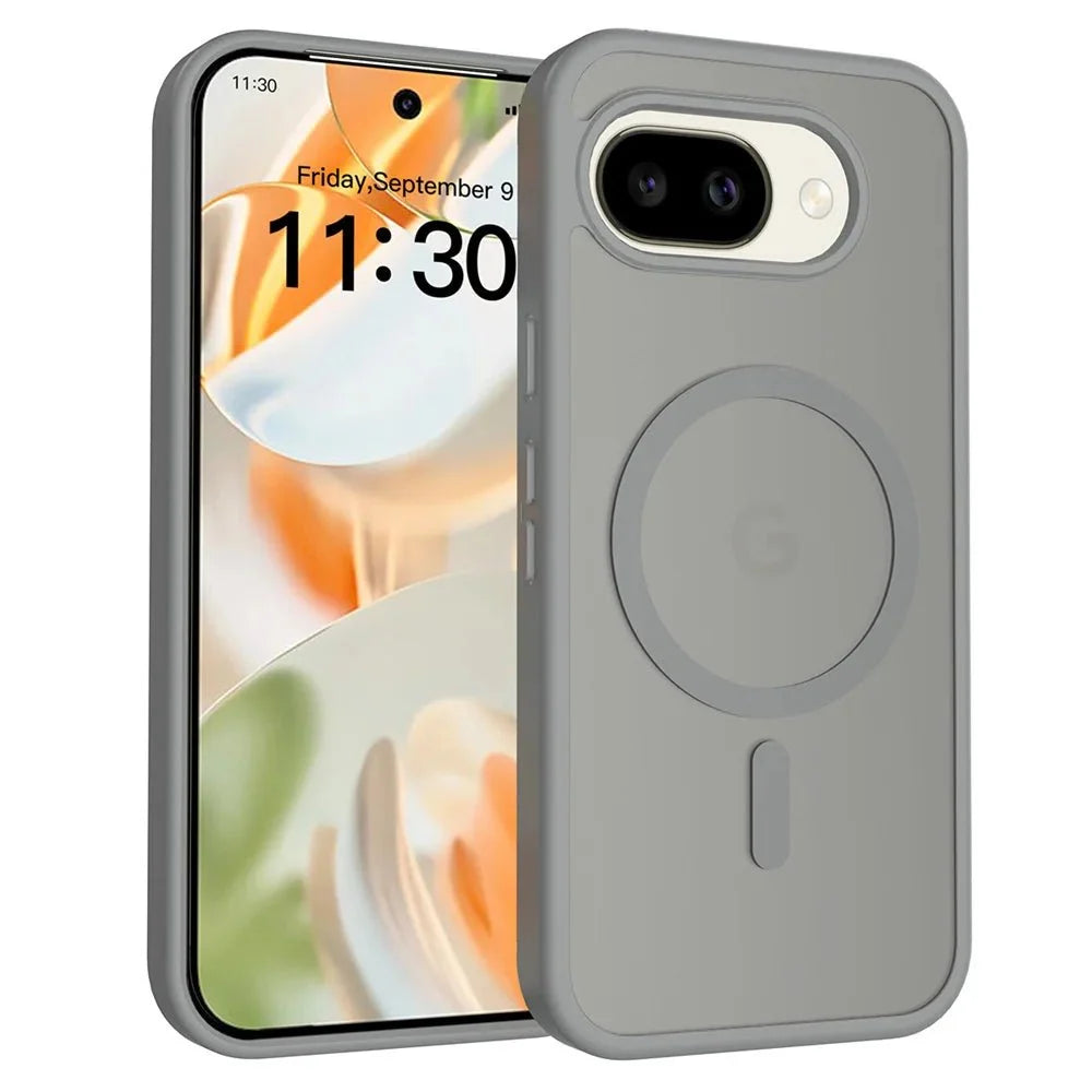 Google Pixel 9 / A / Pro / Pro XL – Magnetische matte Schutzhülle mit MagSafe-Kompatibilität – Farbe Grau