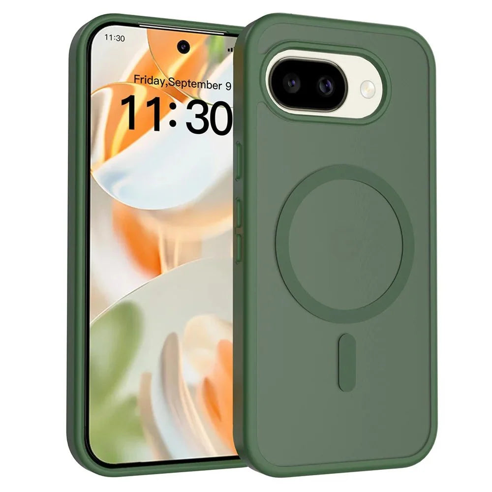 Google Pixel 9 / A / Pro / Pro XL – Magnetische matte Schutzhülle mit MagSafe-Kompatibilität – Farbe Grün