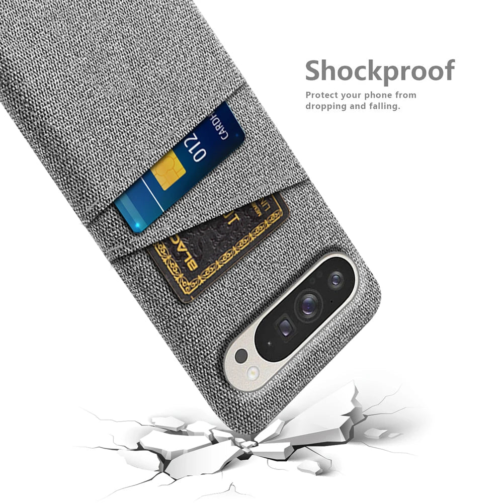 Google Pixel 9/ 9 Pro/ 9 Pro XL - Moderne Stoff Textur Schutz Hülle, Kartenfach Google Pixel 9/ 9 Pro/ 9 Pro XL - Moderne Stoff Textur Schutz Hülle, Kartenfach