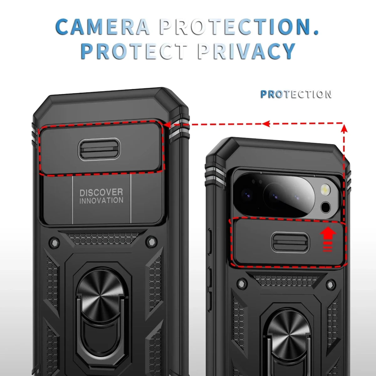 Google Pixel 9 / A / Pro / Pro XL – Stoßfeste Outdoor-Hülle mit Kamera-Schiebeabdeckung und Standfunktion Google Pixel 9 / A / Pro / Pro XL – Stoßfeste Hülle mit Kamera-Schiebeabdeckung – Produktansicht 3